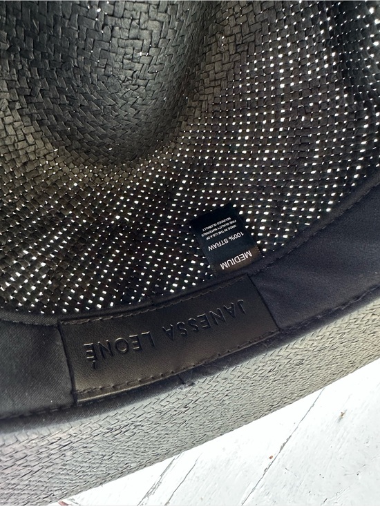 Janessa Leone Simone Black Straw Wide-Brim Fedora NWOT main image 5